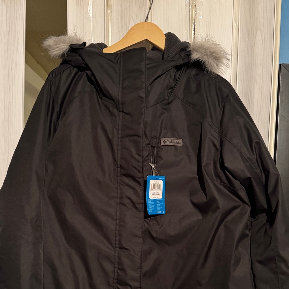 Columbia Black Jacket with Fur Trim